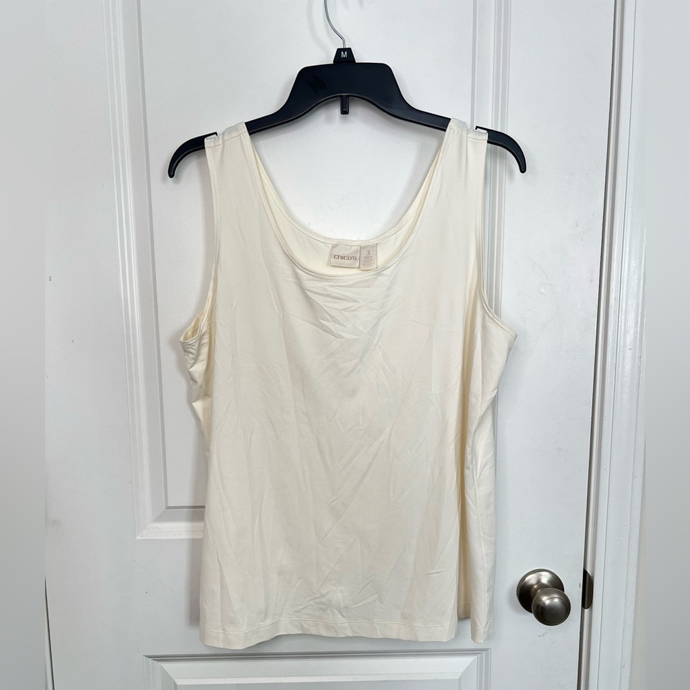 Chico's Sleeveless Tank Top in Cream Sz 3 Career Business Casual